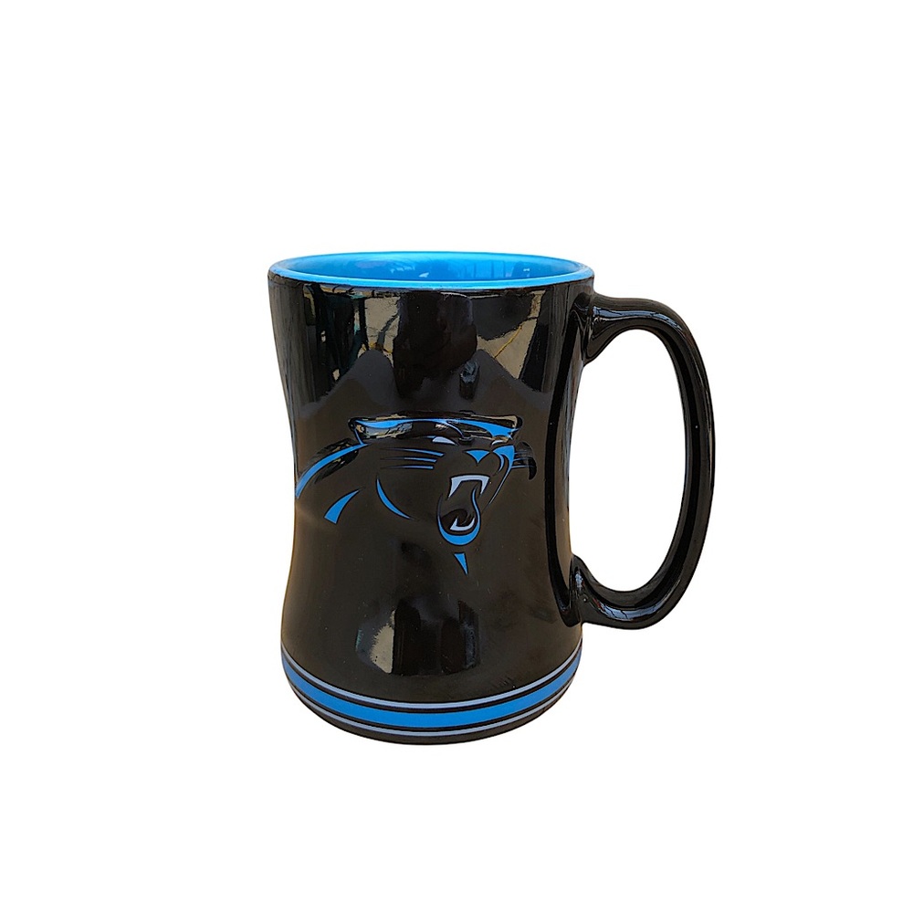 Boelter Brands 2013 NFL Carolina Panthers Ceramic Black Blue Sculpted Relief Mug